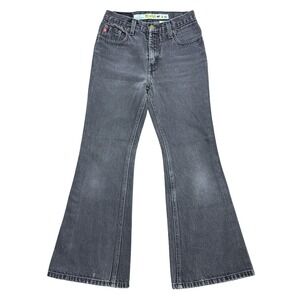 Vintage Mudd Jeans Girls 12 Black Gray Flare Y2K Low Rise Embroidered 2000s
